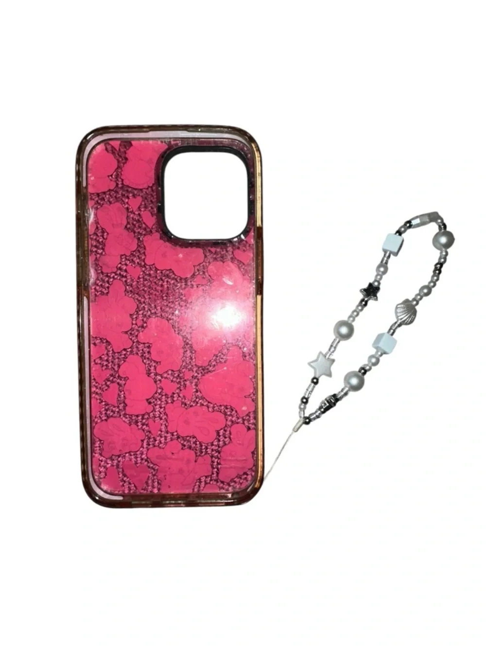 CASETiFY x Foxy Illustrations pink bunny iPhone 14 Pro Max Sweetheart wristlet